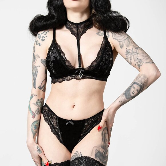 Killstar Other - Killstar Pin Stuck Black Velvet & Lace Panty NWT